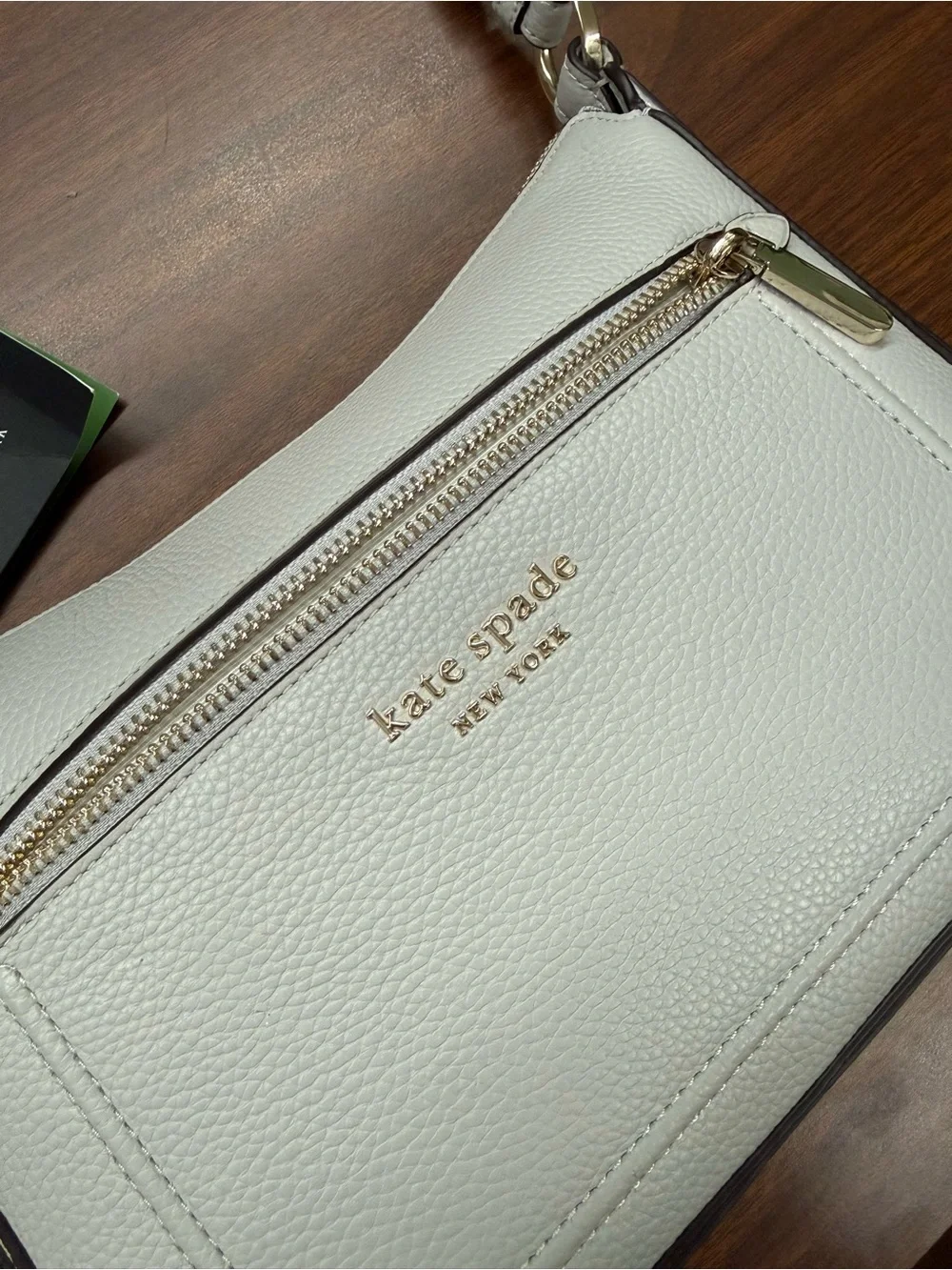 kate spade White Pebbled Leather Crossbody Bag with Gold Hardware